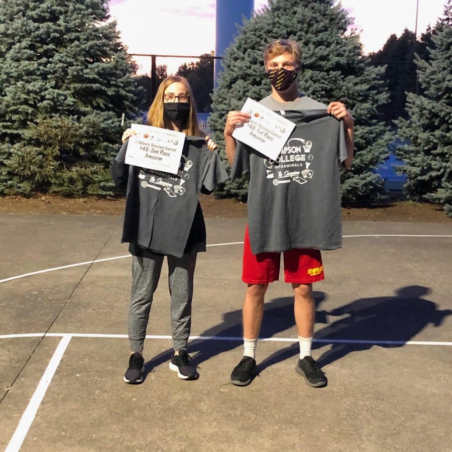 Two minute shooting contest first and second place winners.