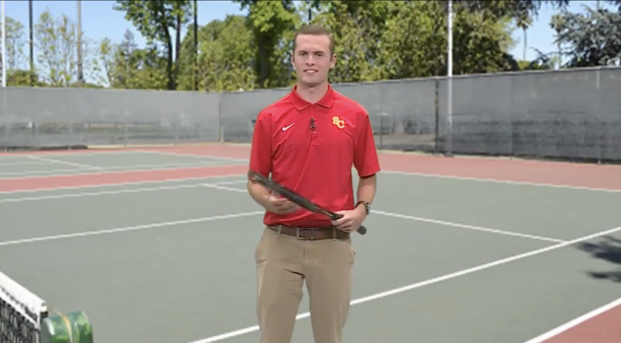  This summer, Junior Jake Brend created a satirical commercial advertising for tennis lessons with “the 7th best tennis player on the 6th best Division III team in Iowa.”