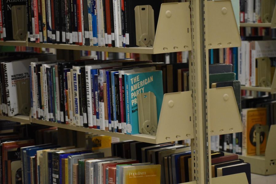 Close up of a book section in Dunn Library