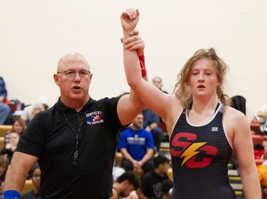 Jenna Joseph had the first pin in Simpson womens wrestling history.