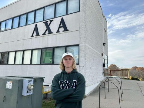 Creator of the Greek Assassin game, David Hollingsworth, poses outside of the Lambda Chi house