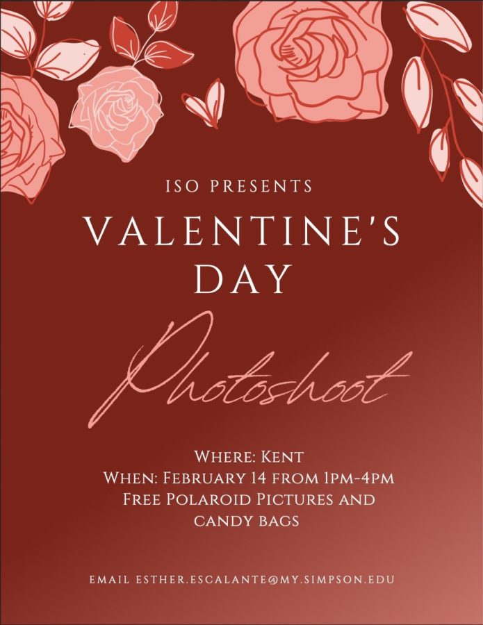 The annual Valentine’s Day Photoshoot is presented to you by the International Student Organization outside Black Box on Feb. 14, from 1-4PM.
