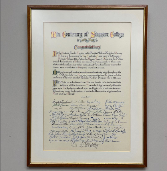 The Centenary scroll was signed in 1961 by many notable figures to celebrate the hundredth anniversary of the college.