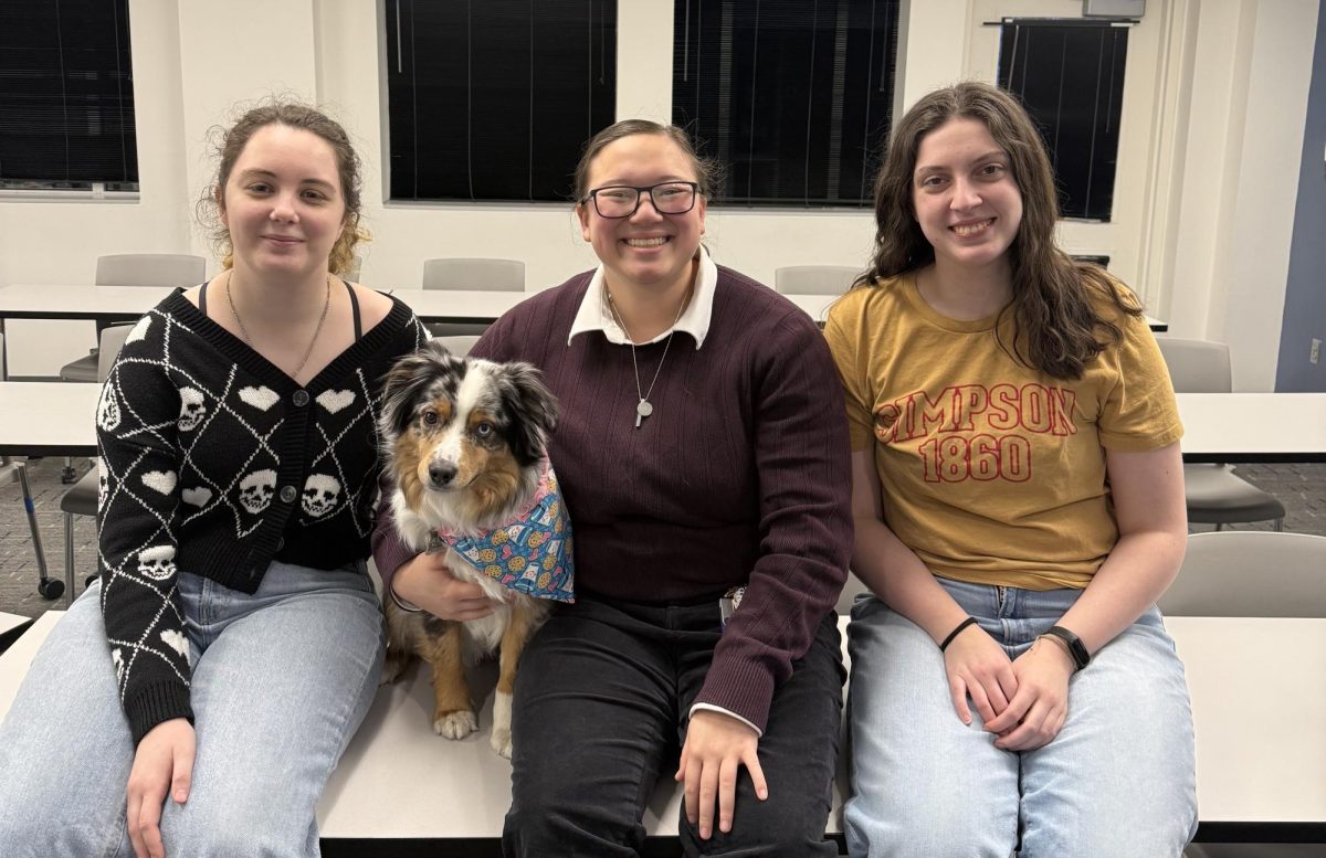 Math modeling team Alexis Ulrich, Payton Seo’s dog Beak’r, Seo and Jenna Woodward (Photo submitted by Seo)